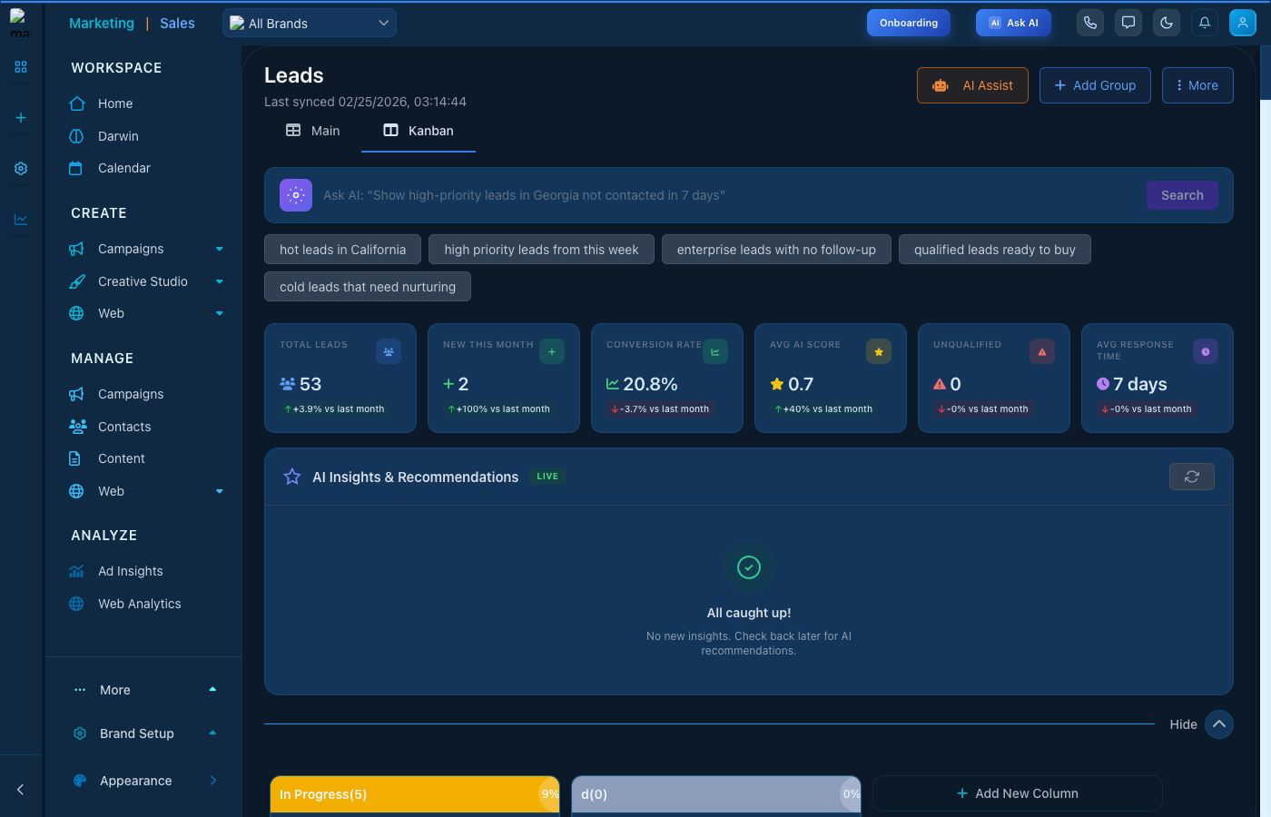 Leads Kanban View