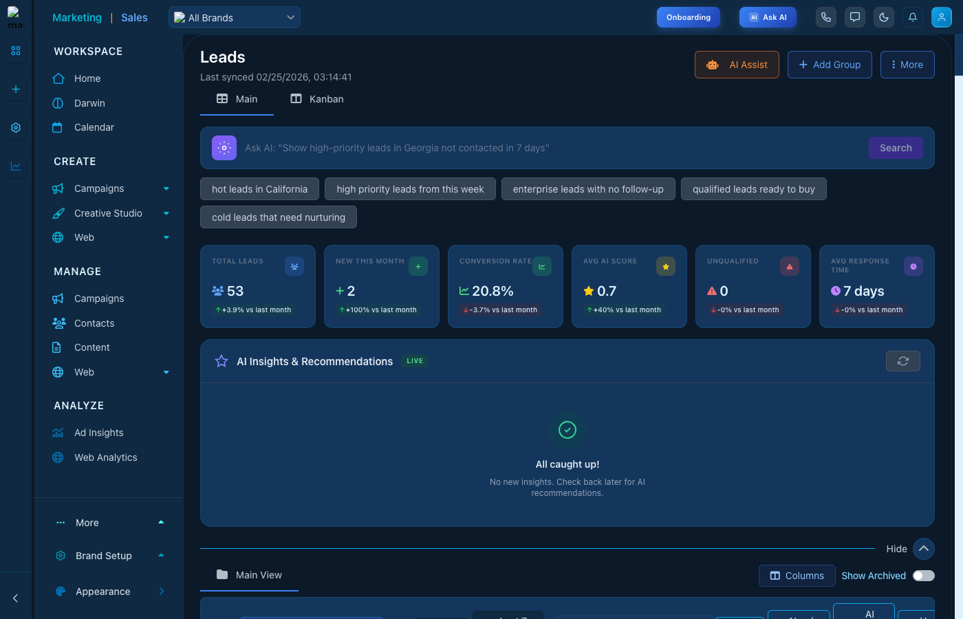 Leads List View