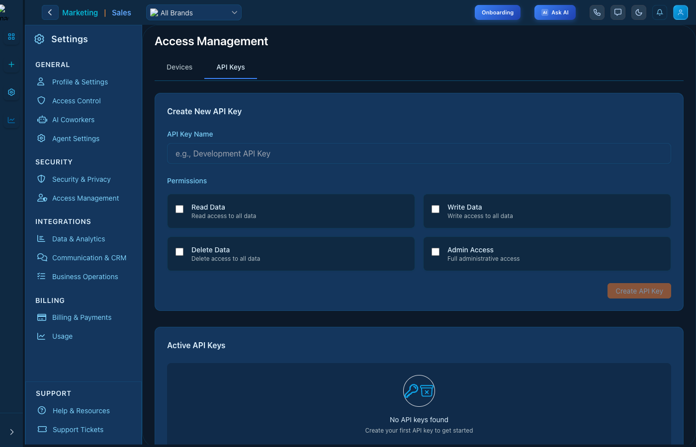 Access Management - API Keys