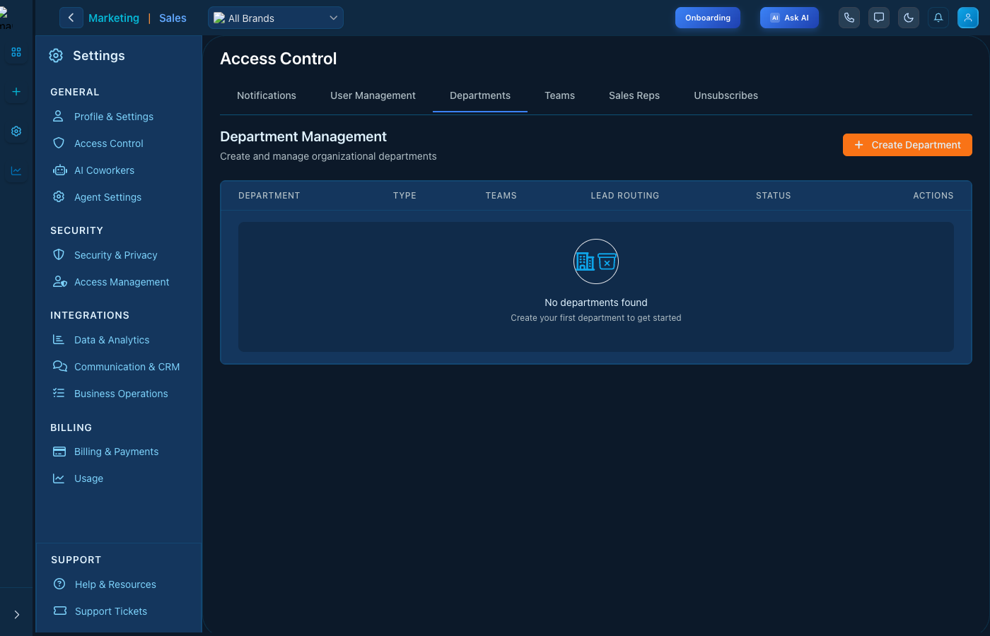 Access Control - Departments