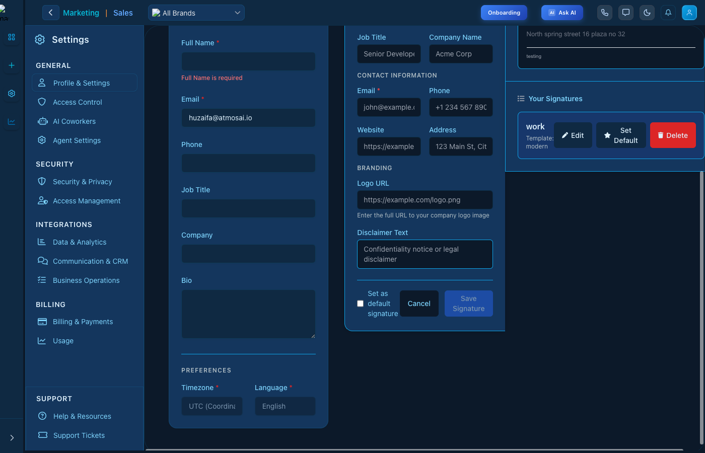 Profile & Settings - Profile