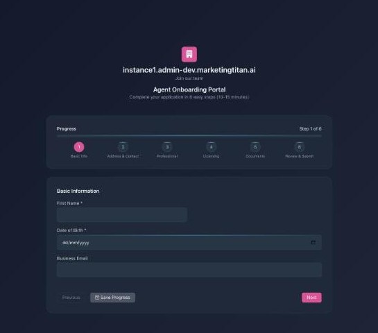 The Agent Onboarding Portal: a branded page headed